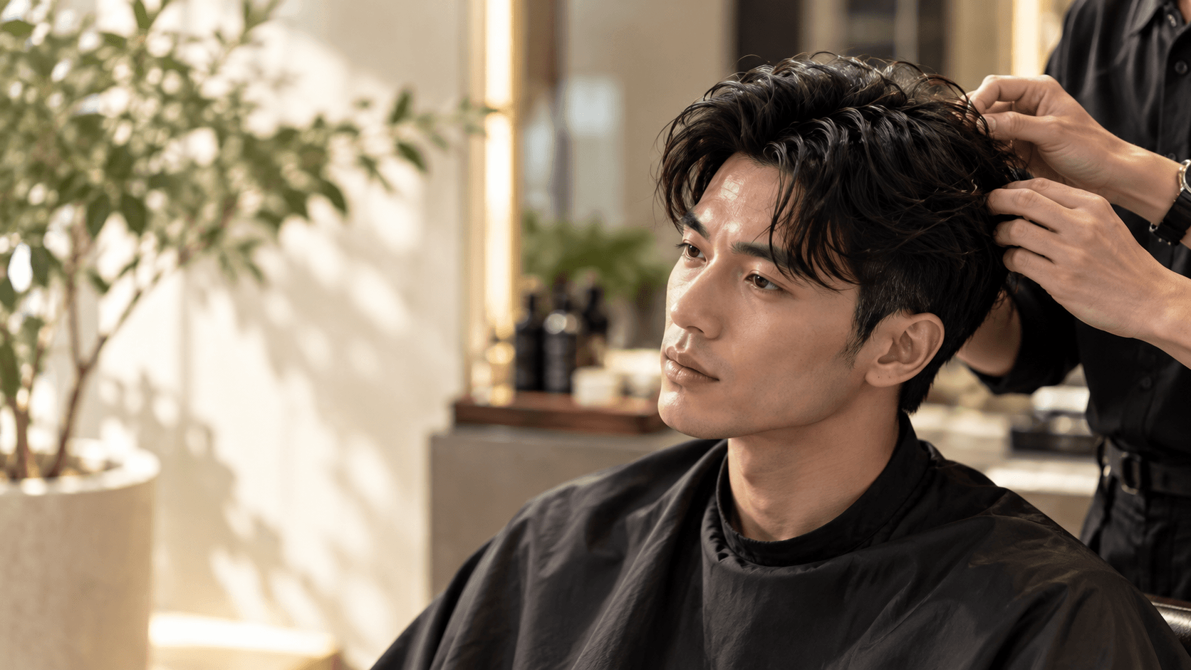 髮型師為男士調整 Hair System 髮型